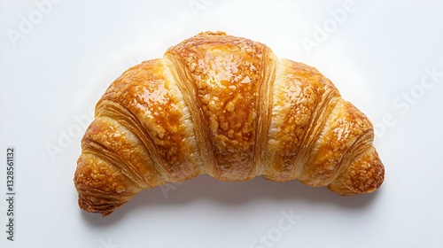 croissant Isolated white background flat lay