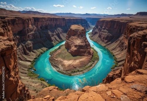 Horseshoe Bend Arizona Scenic View with Turquoise River Landscape