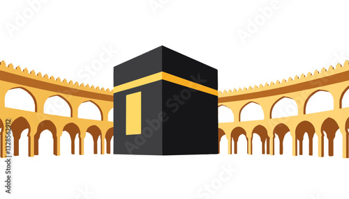 Abstract illustration of Kaaba in Mecca