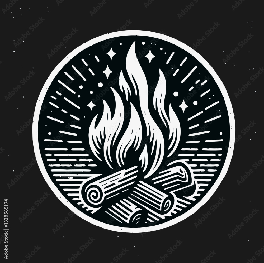 Fire Engrave logo icon design illustration template Fire Engrave logo icon design illustration template