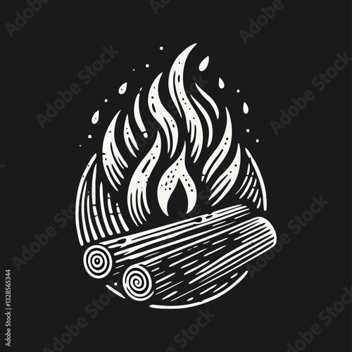 Fire Engrave logo icon design illustration template