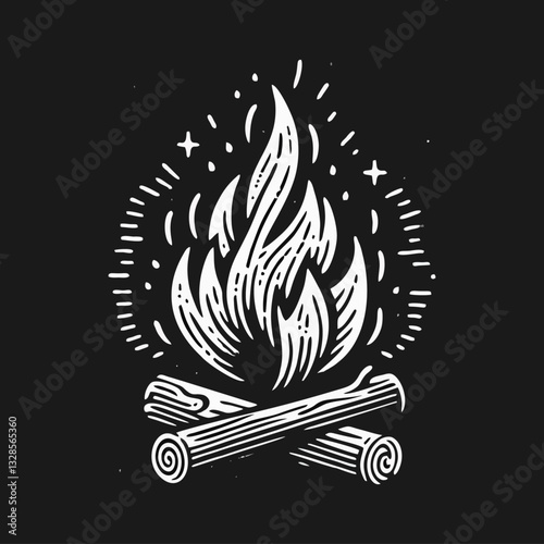 Fire Engrave logo icon design illustration template