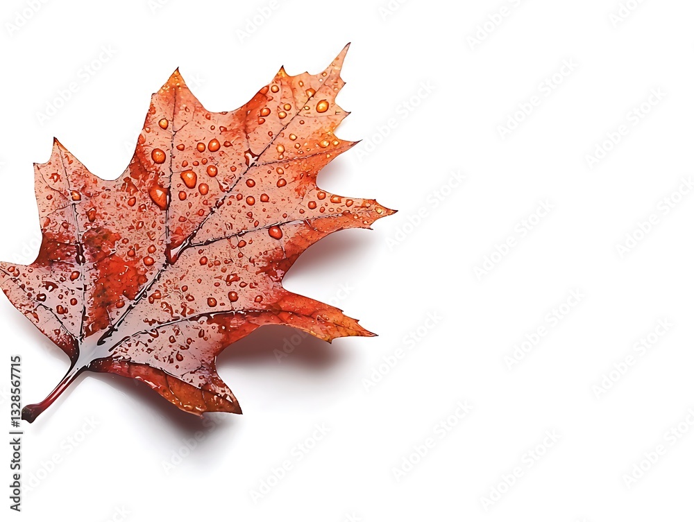 Fall leaf close-up with raindrops nature scene macro photography isolated background serenity concept Fall leaf close-up with raindrops nature scene macro photography isolated background serenity concept