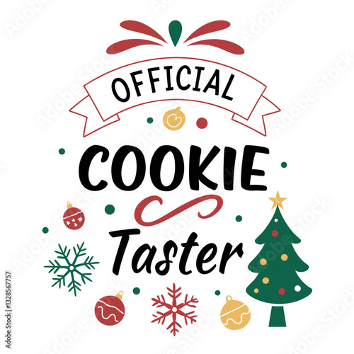 Official Cookie Taster Christmas T-Shirt Design - Funny Holiday Baking Graphic Tee
