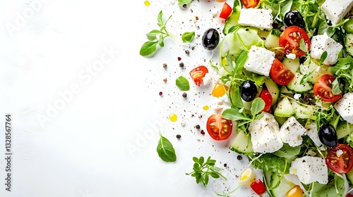 Greek salad with fresh vegetables feta cheese