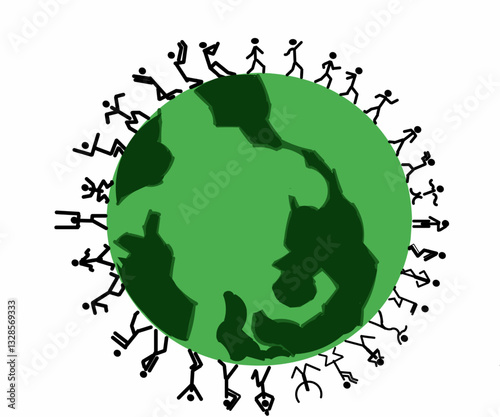 People perform various movements that form a circle around the earth vector