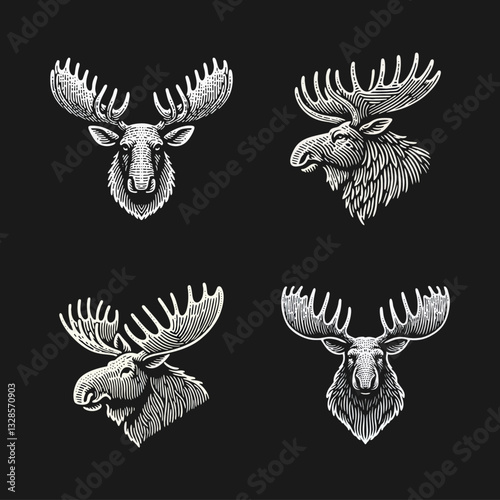 Moose Stone Engrave logo icon design illustration