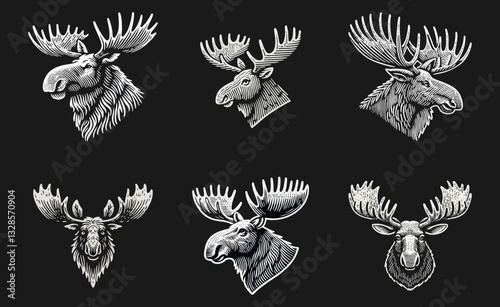 Moose Stone Engrave logo icon design illustration