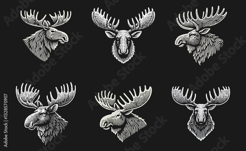 Moose Stone Engrave logo icon design illustration