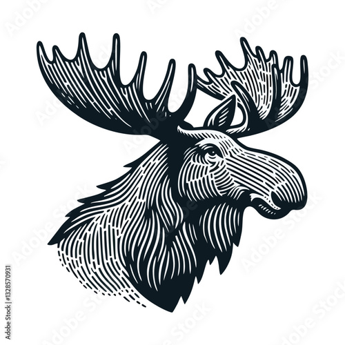 Moose Stone Engrave logo icon design illustration