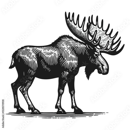Moose Stone Engrave logo icon design illustration