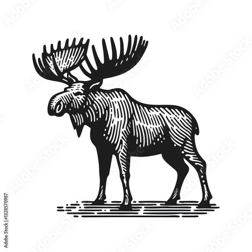 Moose Stone Engrave logo icon design illustration