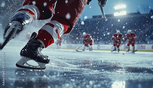 Wallpaper Mural Dynamic action shot of ice hockey players skating intensely under bright stadium lights, creating an atmosphere of competition and excitement. Torontodigital.ca