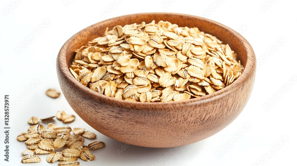 Rolled oats in a bowl isolated on white Rolled oats in a bowl isolated on white
