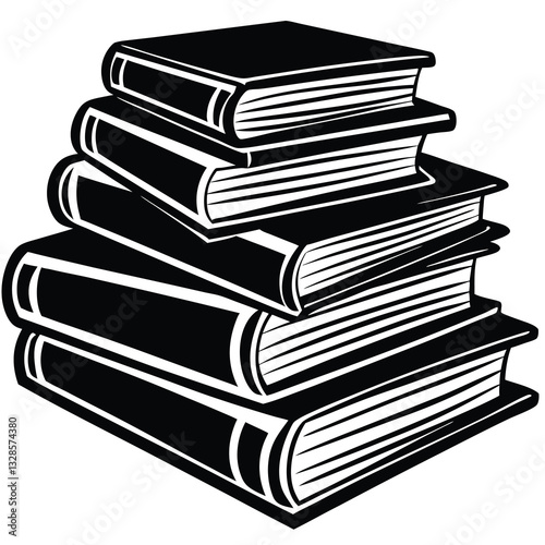 Illustration of a Book Stack Icon for Education, Reading, and Literary Knowledge