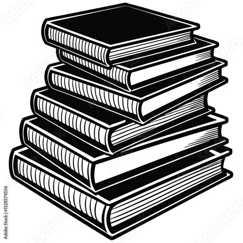 Illustration of a Book Stack Icon for Education, Reading, and Literary Knowledge