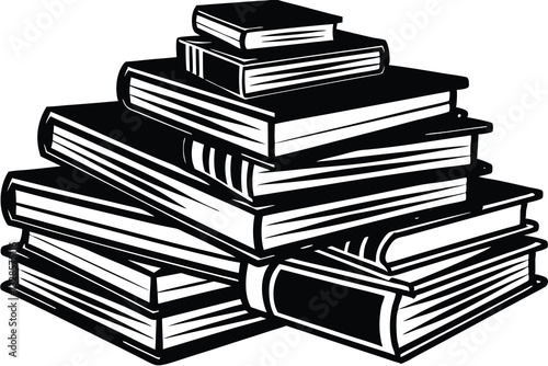 Illustration of a Book Stack Icon for Education, Reading, and Literary Knowledge