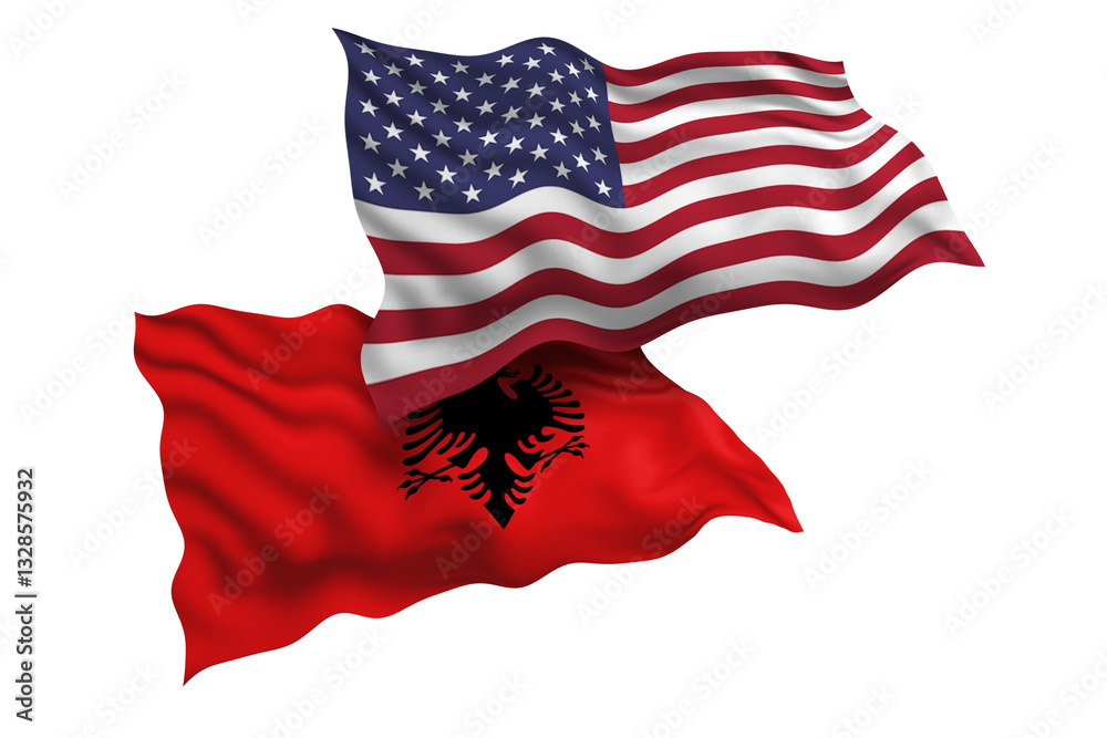Obraz premium Uruguay and Albania Friendship Flags Diplomatic Relations of Two countries, Sports competition