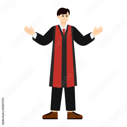 Law & Justice Character 1 Man Judge in Courtroom