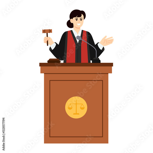 Law & Justice Character 1 Woman Judge in Courtroom