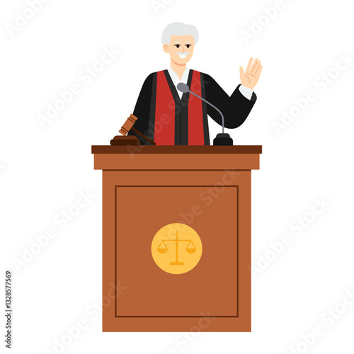 Law & Justice Character 1 Man Judge in Courtroom Setting