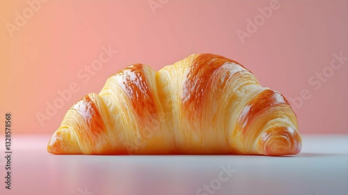 Golden Croissant on Display: A perfectly baked, golden-brown croissant, with its flaky layers and delicate texture, sits invitingly, ready to tantalize the taste buds.