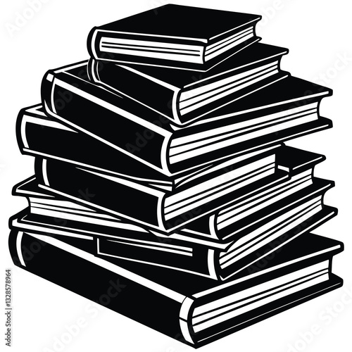 a set of stack books on a white background