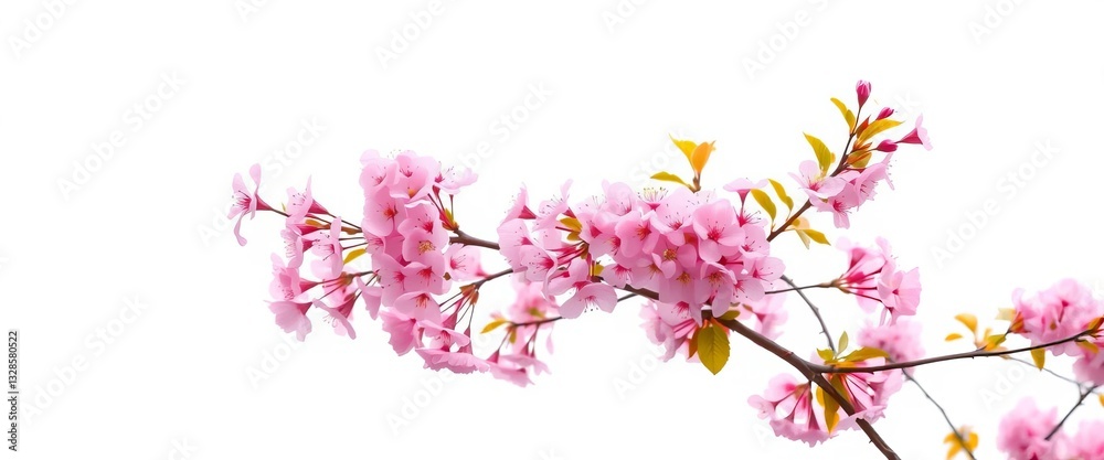 Isolated vibrant flowering cherry blossom tree, delicate pink petals against pure white , spring blossom, blossoms Isolated vibrant flowering cherry blossom tree, delicate pink petals against pure white , spring blossom, blossoms