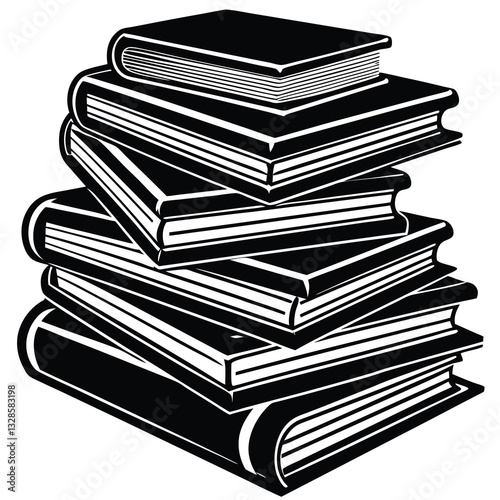 stack of black books silhouette vector