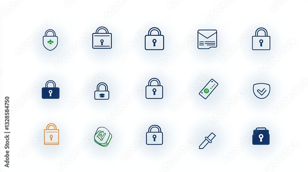 A collection of minimalist and visually appealing padlock icons with clean crisp outlines conveying a sense of security privacy and access control A collection of minimalist and visually appealing padlock icons with clean crisp outlines conveying a sense of security privacy and access control