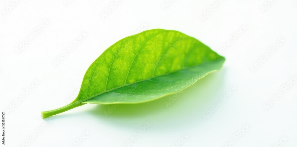 Fototapeta premium Small isolated green leaf on white background, botanical, nature