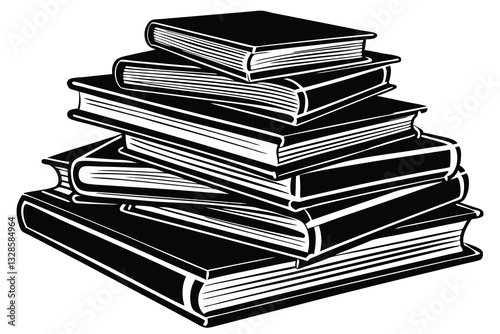 stack of black books silhouette vector