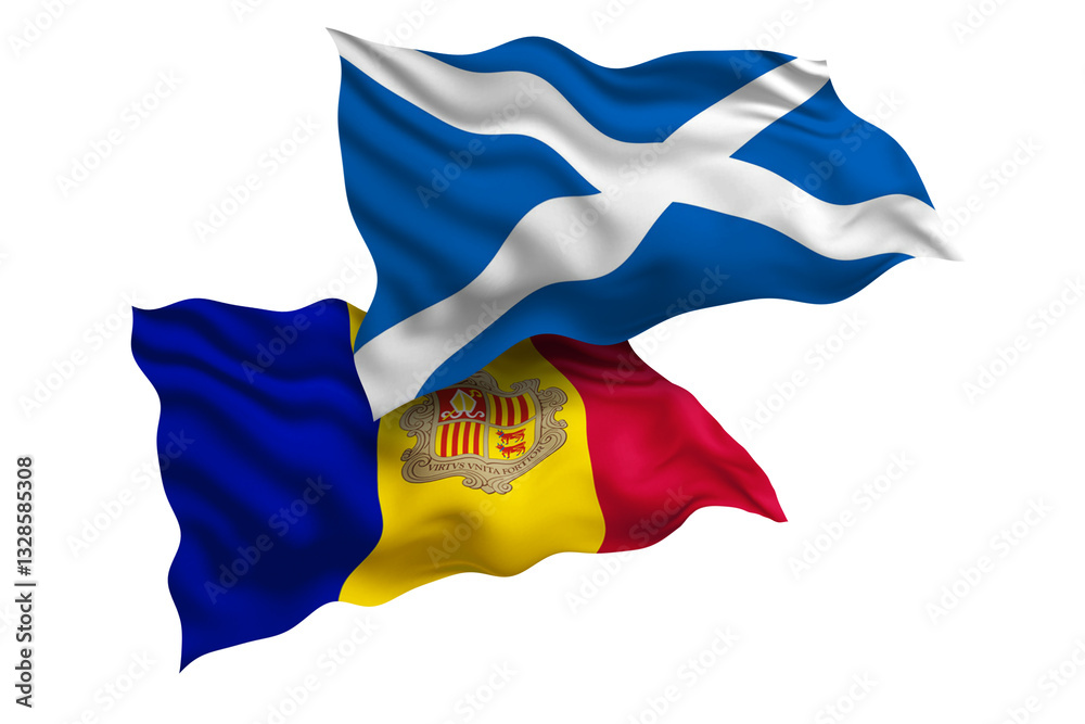 Fototapeta premium Scotland and Andorra Friendship Flags Diplomatic Relations of Two countries, Sports competition