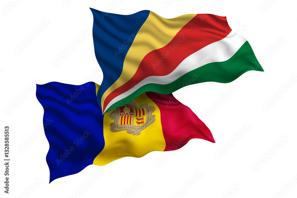 Fototapeta premium Seychelles and Andorra Friendship Flags Diplomatic Relations of Two countries, Sports competition