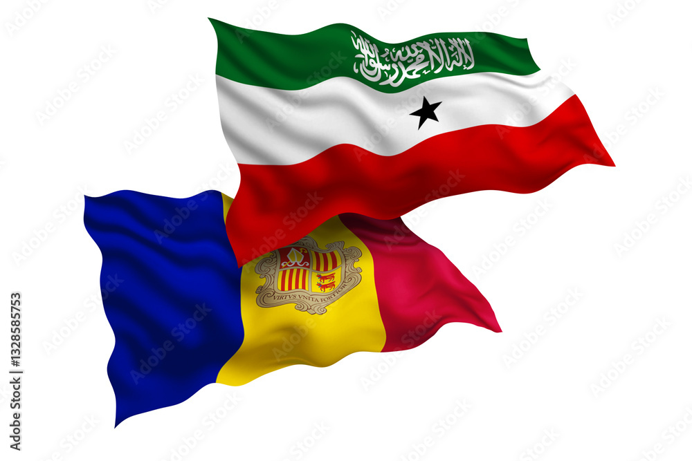 Naklejka premium Somaliland and Andorra Friendship Flags Diplomatic Relations of Two countries, Sports competition