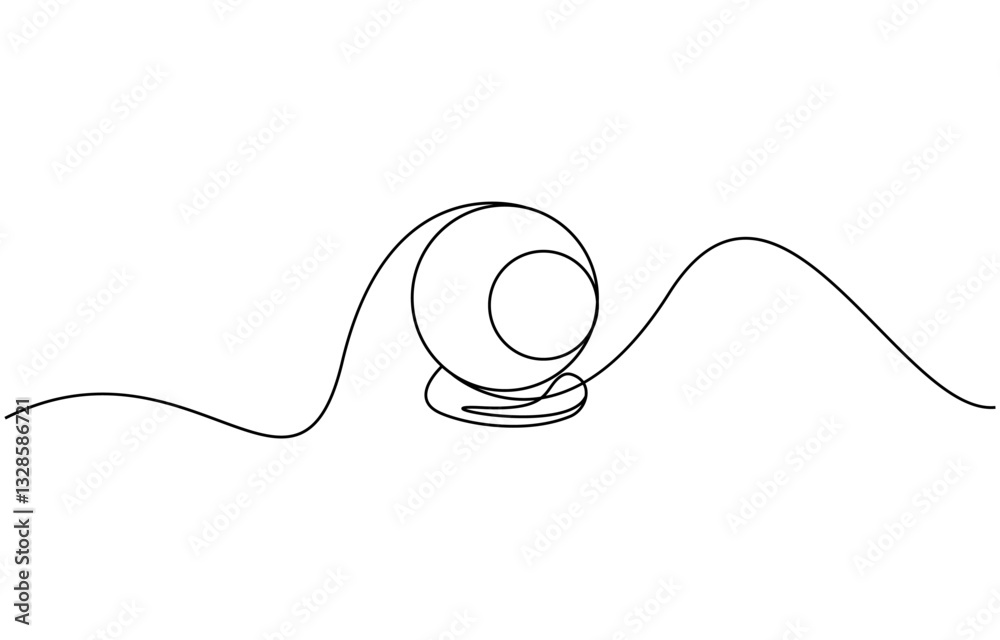 Obraz premium One continuous line drawing of Crystal ball. Mafic glass globe for concept predict fortune teller in simple linear style, Magic Crystal Ball Line Icon Editable Stroke