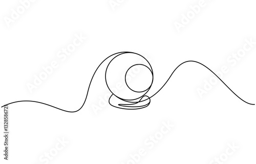 One continuous line drawing of Crystal ball. Mafic glass globe for concept predict fortune teller in simple linear style, Magic Crystal Ball Line Icon Editable Stroke