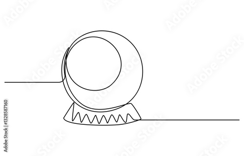 One continuous line drawing of Crystal ball. Mafic glass globe for concept predict fortune teller in simple linear style, Magic Crystal Ball Line Icon Editable Stroke