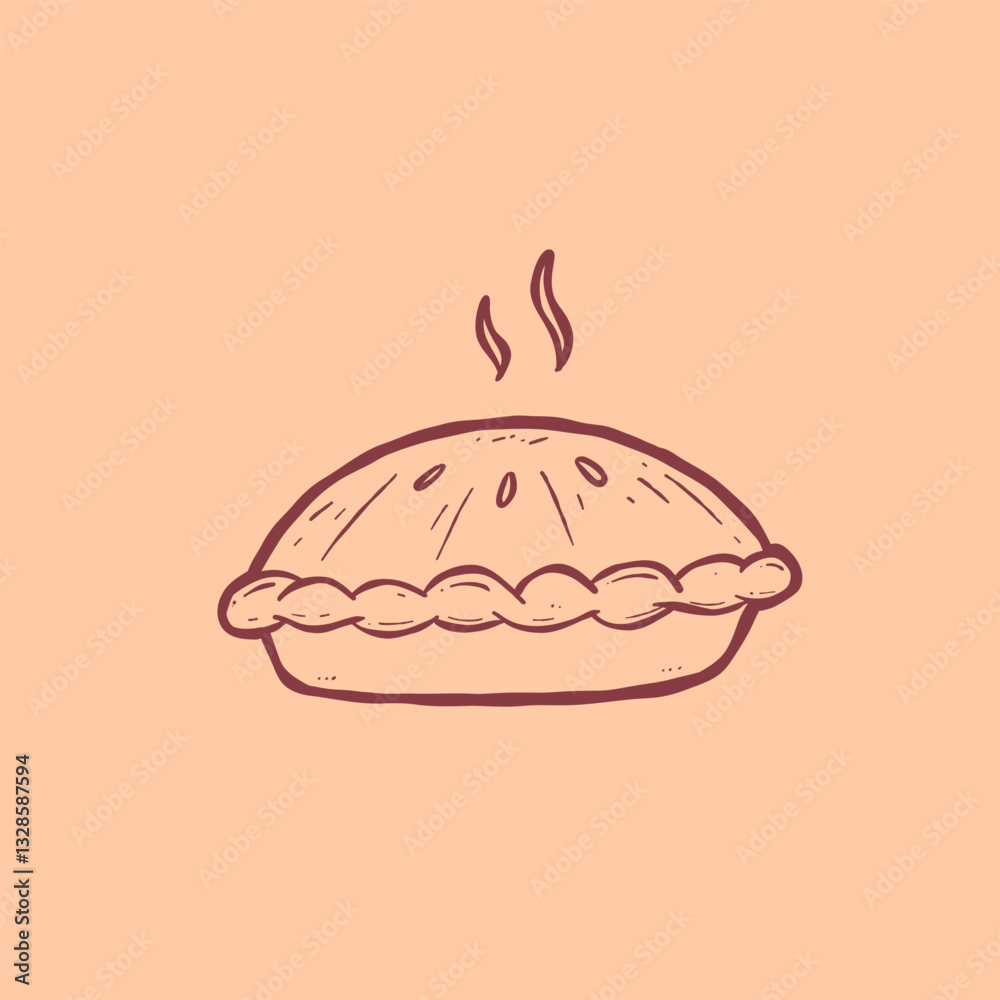 Obraz premium Pie line art hand drawn illustration vector