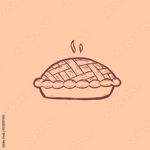 Hand drawn Lattice pie crust lineart vector illustration