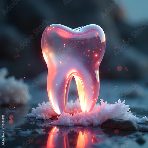 Tooth made by glass