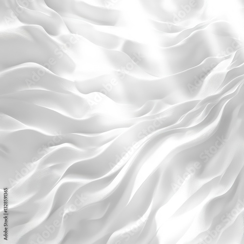 Abstract Close-up of White Fabric Waves Texture, Clean Concept, Minimalist Design, Elegant Backdrop, Smooth Surface, Material Background