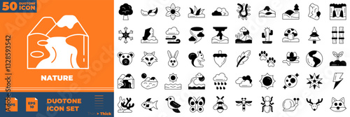 Nature Duotone Editable Icons set