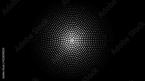 Radiating Waves Abstract Circular Pattern Halftone Animation With Pulsing Concentric Circles Dots Patterns and Gradient Effects, Optical Illusion, Radial Symmetry, Geometric Zentangle Inspired Ripple 