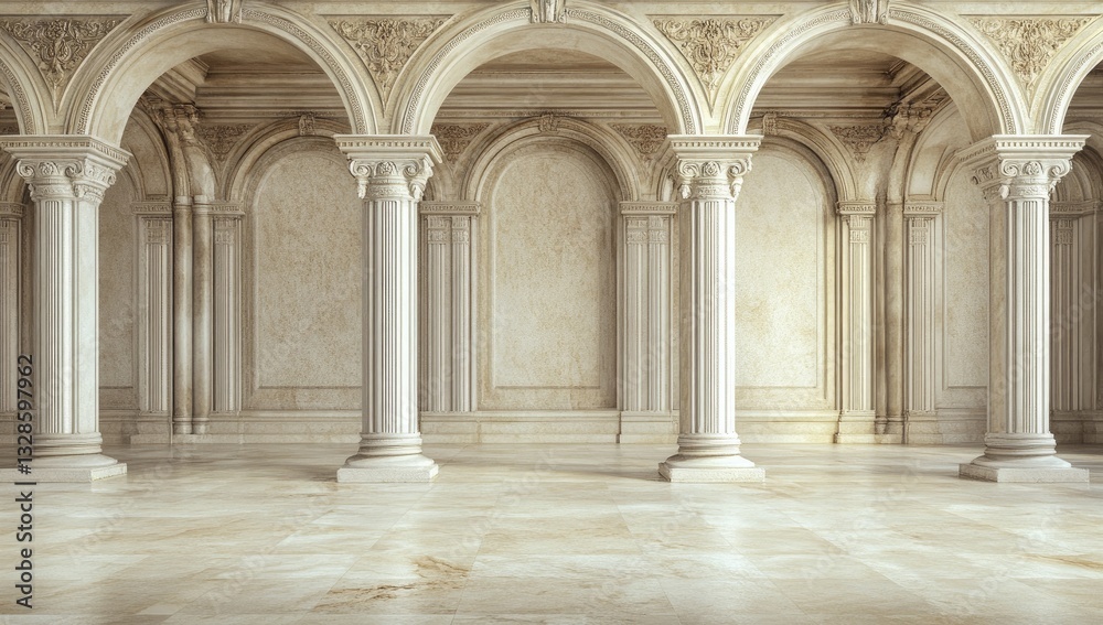 Grand Marble Hallway with Arches Grand Marble Hallway with Arches