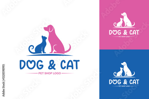 Dog and cat pet shop vector logo design