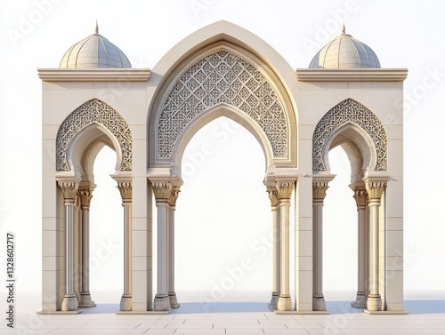 Arabic arch gate isolated on white background photo