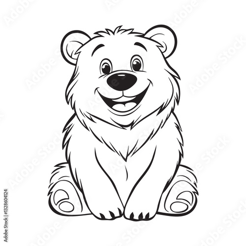 Cute teddy bear line art vector illustration style design