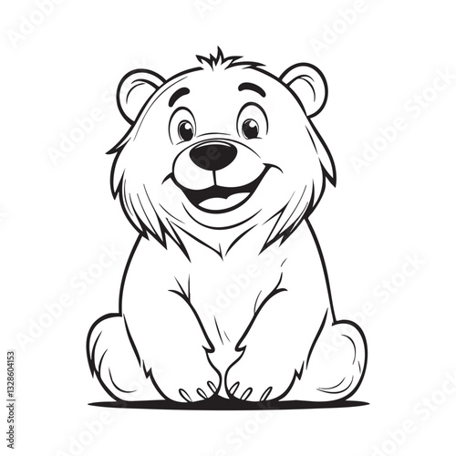 Cute teddy bear line art vector illustration style design