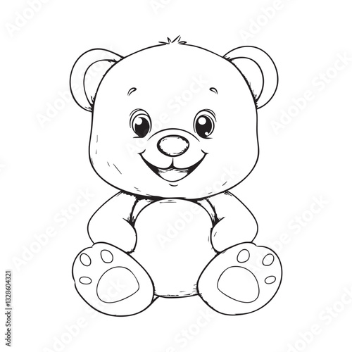 Cute teddy bear line art vector illustration style design